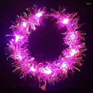 Decoração de festa 6pcs colorido led band -led firms wreath wreath helvêndão luminoso brilho no escuro festa wedding aniversário acessórios para cabelo