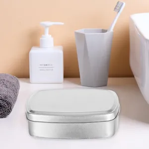 Storage Bottles 2 Pcs Soap Holder Travel Case Small Container Empty Square Tin Containers Lids Aluminum Box Hinge Can