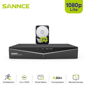 Бутылки Sannce 8 Channel 1080p 5in1 Security DVR 1080p Гибридный видеорегистратор с видеонаблюдения 8CH для системы наблюдения дома с 2T HDD