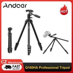 Monopods Andoer Q160HA Profesyonel Video Tripod Yatay Montaj Ağır Hizmet Kamera Tripod DSLR Kameralar Kameraları Mini Projektör