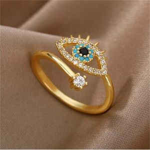Lucky Turkish Mal Eye Rings For Women Abrindo anel de aço inoxidável ajustável 2024 Trend Luxury Wedding Casal Jewelry Gift