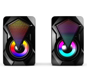 Głośniki 202289768464654 JFDKFDS Desktop Mały dźwięk 3,5 mm Audio Jack 2.0 Kontrola drutu RGB Kolor Light Mini komputerowy głośnik komputerowy