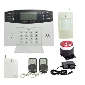 Kits (1 Set) Sicherheitsalarmsystem für Heimtrainer 433MHz drahtloser PIR -Bewegungssensor -Türkontakt LCD -Panel GSM Alarmsystem Indoor Sirene