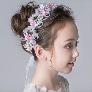 Bitar flickors huvudbitar hårtillbehör koreansk version av flickor visar huvudbonader bär pannband barns pärlblommor