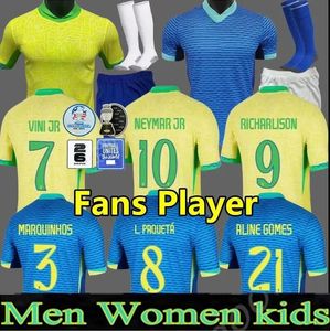 BRAZILS 2024 Copa America Cup soccer jerseys Camiseta de futbol PAQUETA RAPHINHA football shirt maillot MARQUINHOS VINI JR brasil RICHARLISON MEN KIDS NEYMAR