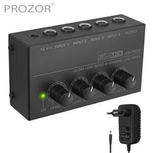 Amplifier Prozor MX400 Ultra Bass Noise 4Channel Line Mono Audio Sound Mixer 1/4 