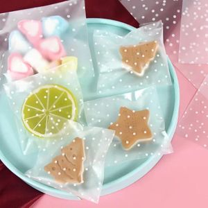 Geschenkverpackung 100pcs Frosted Dot Candy Cookies Plastiktütenbeutel Selbstklebend für Verpackungsbedarf Großhandel Bags Party