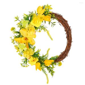 Flores decorativas elegantes grinaldas de rosa de primavera, amarelo vibrante feito com materiais duráveis ideais para decoração de casa e escritório