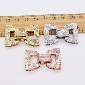 Other More Strings White/ Yellow/ Golden Square Zircon Jewelry Clasp Wholesale Clasps/hooks Fppj for Diy