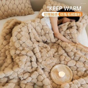 Cobertores Artificial Plush Bedet Sofá macio confortável e espessado para decoração em casa inverno