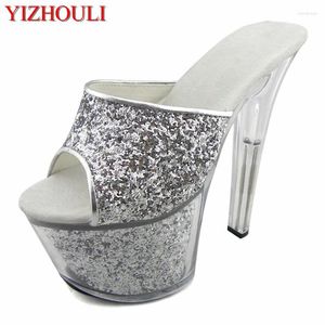 Dansskor 17 cm High Heel Sandals Sequined Platform 7in Crystal Sules Sexig 34-64