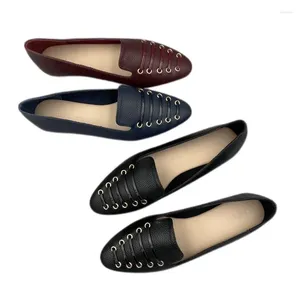 Swobodne buty miękkie skórzane mokasyny damskie 2024 Autumn British Style Flats Ladies Vintage Flat Woman Płytka poślizg na Mokasinach Wielki rozmiar