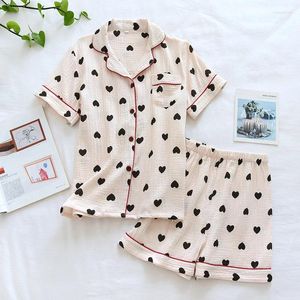 Home Clothing Summer Cotton Short-Sleeved Shorts Ladies Pajamas Set CuteCartoon Japanese SimPle Short Women Sleepwear