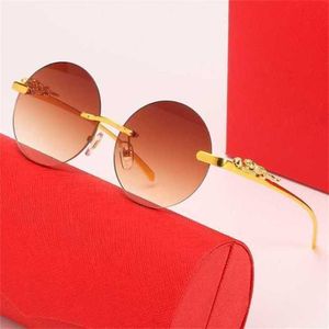 2024 Ny högkvalitativ 10% rabatt på lyxdesigner Nya herr- och kvinnors solglasögon 20% rabatt på Stereo Leopard Head Frameless Fashion Optical Glasses Solglasögon