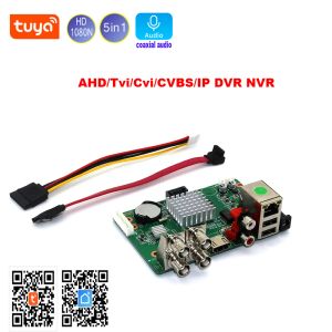 衣料品TuyaスマートホームXVRモジュール4CH AHD CVI TVI CVBS IP 1080N 4チャンネルDVRボードサーベイランスセキュリティCCTV NVRカメラ1 SATA