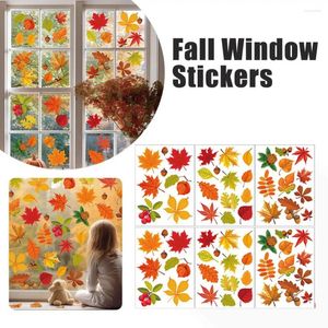 Window Stickers Thanksgiving Day Wall Sticker Home Warm Decoration Maple Glass Glueless Art Pvc Decal Autumn Door Le H9O1