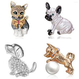 Brooches Cartoon Dog Collection For Women Funny Rhinestone Animal Pet Enamel Lapel Pins Backpack Badges Unisex Party Jewelry