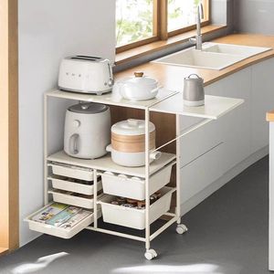 Kitchen Storage Multi-layer Side Cabinets Shelves Floor Type Multi-functional Moving Cart Living Room Lockers Household Racks