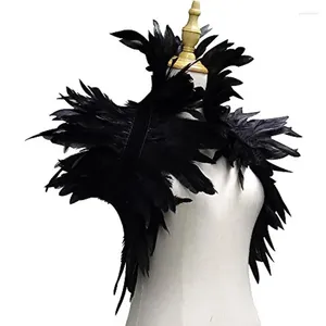 Party Decoration Gothic Natural Feather Shawl Scarf Halloween Carnival Costume Roll Play Holiday Bar Stage Costumes Props