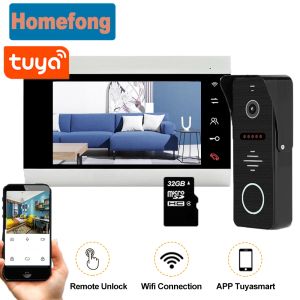 Intercom HomeFong 7 Zoll Smart WiFi Video Intercom für Home Security Video Türstürbell Tuya App Bewegung Erkennung Aufzeichnung Freischalt