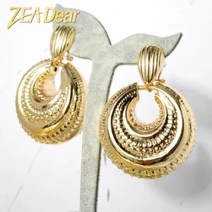 Ohrringe Zeadear Schmuck Fashion Drop Ohrringe Kupfer rund afrikanische Nigeria Großer Stil für Frauen hochwertige klassische Party Hochzeit Hochzeit