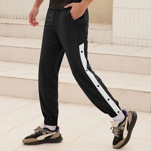 Erkekler Pantolon Sıradan Egzersiz Atletik Joggers Pantolon Moda Gevşek Sweatpants Basketbol Eğitimi Yan Çizgili Düğme Sporları