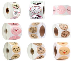 500pcs Roll Quotthank Youquot Sealing Sticker Blumenliebe handgefertigtes Label Pink Commercial Sticker3538497