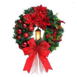 Dekorativa blommor Garlandslampor Xmas Store Wreath Ytter Door Dekorera julväggen Hängande plastdekoration Ornament