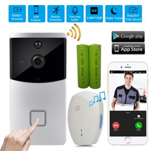 Intercom CUSAM Smart Wireless WiFi Video Doorbell 720P HD Camera Door Phone Intercom Two Way Audio Night Vision Motion Sensor Battery