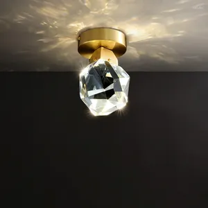 Ceiling Lights Luxury K9 Crystal Light Postmodern Bedroom Aisle Corridor Balcony Fixture Restaurant Cafe Golden Led Lamp