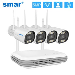 System Smar 5MP Wireless Camera H.265 8CH NVR Video System Outdoor Two Way Audio HD IP Cameras Home AI Face Detect Security Kit ICsee