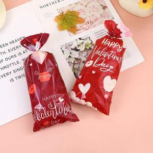 Gift Wrap 50Pcs Cute Candy Packaging Biscuits Snack Cookie Treat Bags DIY Disposable Packing Bag Valentine Festival Supplies