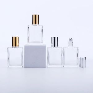 Bottle 10pcs 15ml Clear Glass Roll On Essential Oil Empty Perfume Bottle 15CC Roller Ball Bottle For Travel Etiquetas