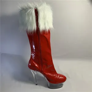 Dans ayakkabıları seksi 15 cm topuklu botlar süet ve pu sonbahar/kış yünleri Noel hediyeleri yüksek
