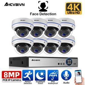 System 4K Ultra HD 8ch Poe NVR Kit H.265 Face CCTV IP Camera Security System 8MP Dome IR Outdoor Night Vision Video Surveillance Kits