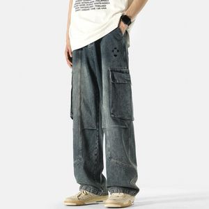 Designer maschile fare vecchi coglioni lavati jeans jeans pantaloni dritti cuori di ricamo a croce stampe per lettere da lavoro da donna jeans multipli tasche