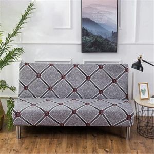 Stol täcker vikbar bäddsoffa täcker fast färg futon armlöst slipcover polyester elastisk tyg allt för soffor bomullsreclinser