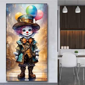 Large Size Clown Boy 5d Diy Diamond Painting Sale Full Square Round Drill Cute Cartoon Portrait Home Decor Picture Of Rhinestone 240328