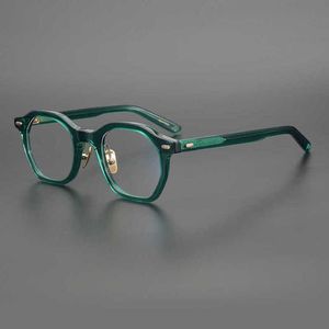 2024 Мужские роскошные дизайнерские женские солнцезащитные очки светло-желе зеленое ручное хексагональное японское литературно-художественное молодежное молодежное бокалы