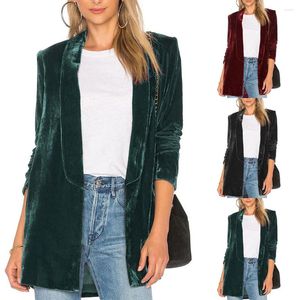 Women's Jackets Women Open Front Cardigan Blazer Suit Coat Velvet Vintage Shawl Collar Jacket Temperament Commute Solid-Color