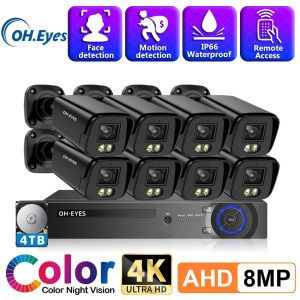 Sistema 8MP 8CH Câmera de proteção de segurança Sistema de câmera 4K Xmeye Monitoramento analógico CAM Kit de vigilância de vídeo ao ar livre