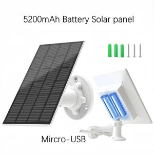 Acessórios 10W 5V Impermeável 2in1 Micro USB TypeC Outdoor Solar Painel Solar com Bateria de 5200mAh Cabo de 10 pés (3m) para câmera de segurança Telefone do ventilador