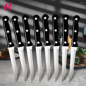 Dinnerware Sets Steak Knives Set Cutlery 6/8 Pcs Full Tang Stainless Steel Sharp Serrated Dinner Dishwasher Safe For Bread