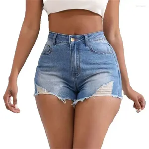 Shorts femininos Summer Moda de jeans de jeans da moda Trend Buracos quebrados de três quartos de calças femininas