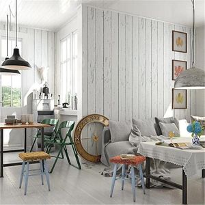 Wallpapers WELLYU White Striped Vintage Mediterranean Wallpaper Nostalgic Wood Grain Non-woven Bedroom Living Room Wall Paper