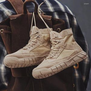 Casual Shoes Men's High-Top Military Boots Outdoor Sports and Leisure Walking Wear-resistent Non-Slip Zapatillas Canvas