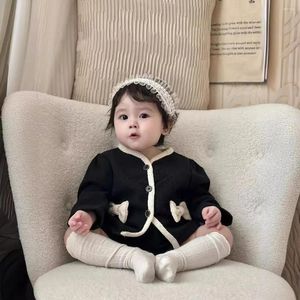 Clothing Sets 2024 Korean Spring Autumn Baby Girls 2PCS Clothes Set Cotton Knotbow Coat Solid Shorts Suit Toddler Outfits