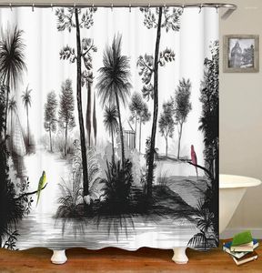 Cortinas de chuveiro árvores florestas 3d Birds Pattern Cortina banheiro à prova d'água Decoração de banheira de tecido polyeste com 12 ganchos