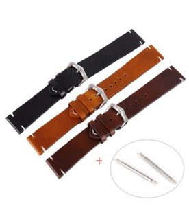 Black Wax Oil Skin Watch Straps Vine äkta läder Watchband Calfskin Watch Straps 18mm 20mm 22mm Brown Rostfri armband1782560