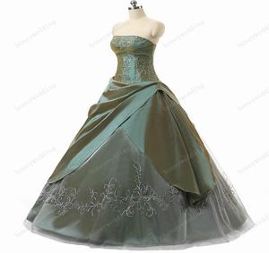 Quinceanera Dresses Cheap Strapless Ruched Taffeta With Embroidery Ball Gown Sweet 16 Debutante Girls Masquerade Dress Gowns I7974058